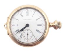 GOLD PLATED WALTHAM POCKET WATCH AF