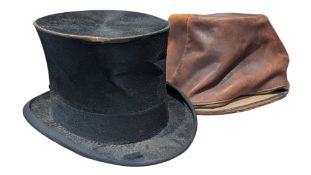 EARLY 20TH CENTURY SCOTT & CO TOP HAT W/ LEATHER CASE