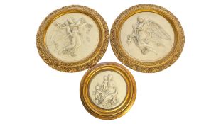 COLLECTION OF THREE REPRODUCTION STONE WALL PLAQUES