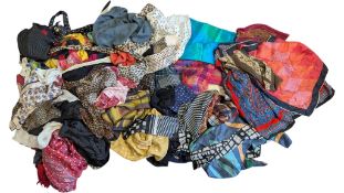 LARGE COLLECTION OF VINTAGE 20TH CENTURY SCARVES, HANDKERCHIEFS & SHAWLS