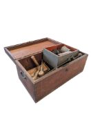 EARLY 20TH CENTURY MAHOGANY TOOL CHEST & TOOLS