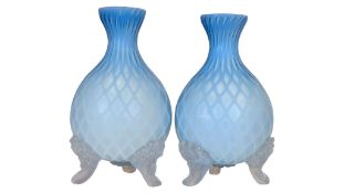 PAIR OF 19TH CENTURY VICTORIAN GLASS SATIN VASES