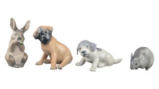 ROYAL COPENHAGEN - FOUR 20TH CENTURY VINTAGE PORCELAIN ANIMAL FIGURES