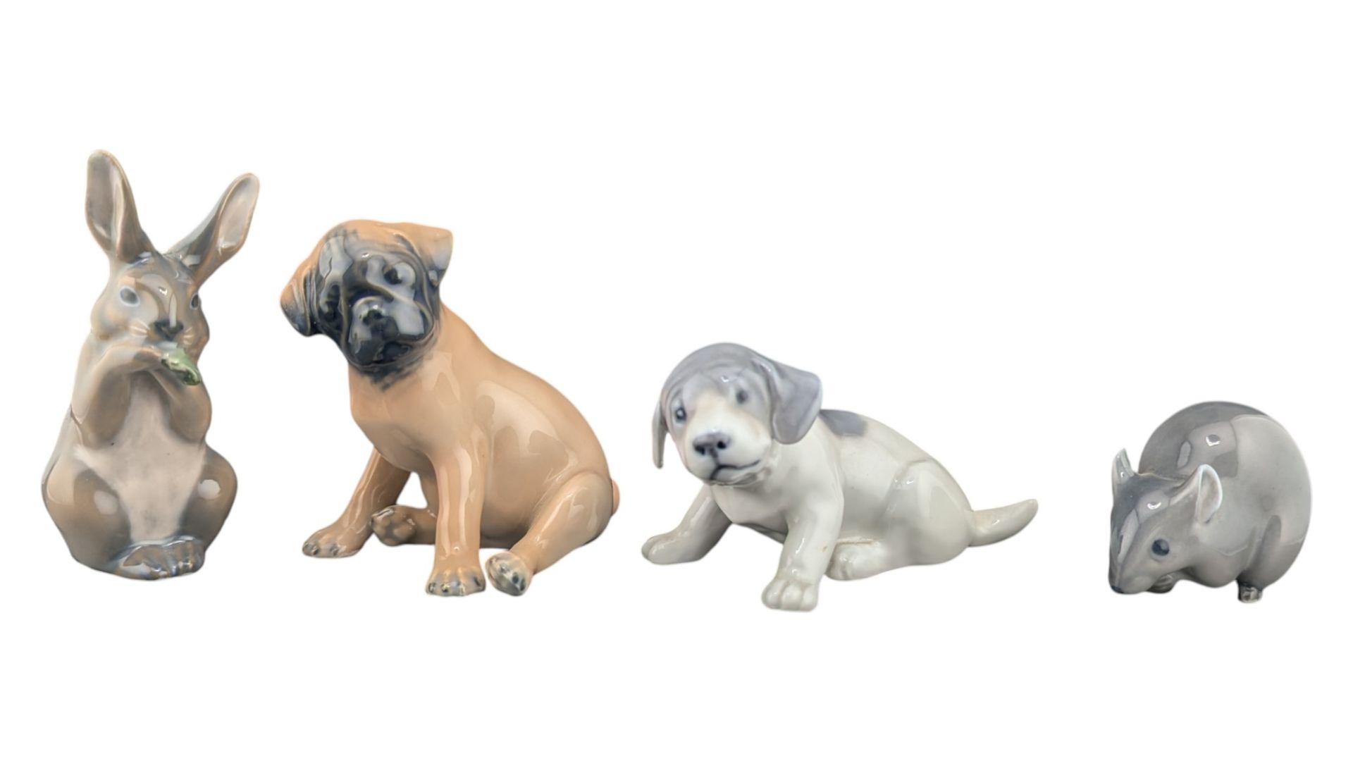 ROYAL COPENHAGEN - FOUR 20TH CENTURY VINTAGE PORCELAIN ANIMAL FIGURES