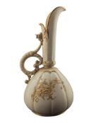 ROYAL WORCESTER - 1886 IVORY PORCELAIN LOBED EWER
