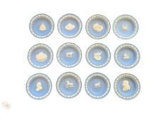 WEDGWOOD - TWELVE VINTAGE 20TH CENTURY JASPERWARE TRINKET DISHES