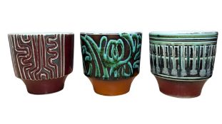 POOLE POTTERY - THREE LATE 20TH CENTURY STUDIO VASES / PLANTERS