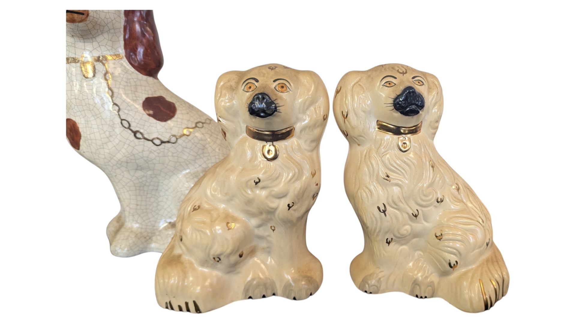 COLLECTION OF SIX 20TH CENTURY VINTAGE CERAMIC STAFFORDSHIRE DOGS - Image 2 of 6