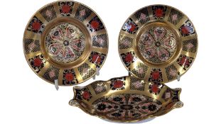 THREE PIECES OF ROYAL CROWN DERBY OLD IMARI PORCELAIN