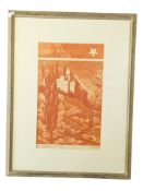 KATHLEEN CROZIER (1908-2008) - LIMITED EDITION FRAMED ETCHING TITLED MOUSTIERS STE-MARIE