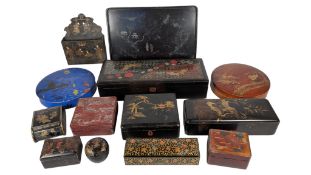 COLLECTION OF 20TH CENTURY VINTAGE JAPANESE LACQUERED WOODEN BOXES