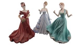 COALPORT - THREE 1990S / 2000S FINE BONE CHINA LADY FIGURES