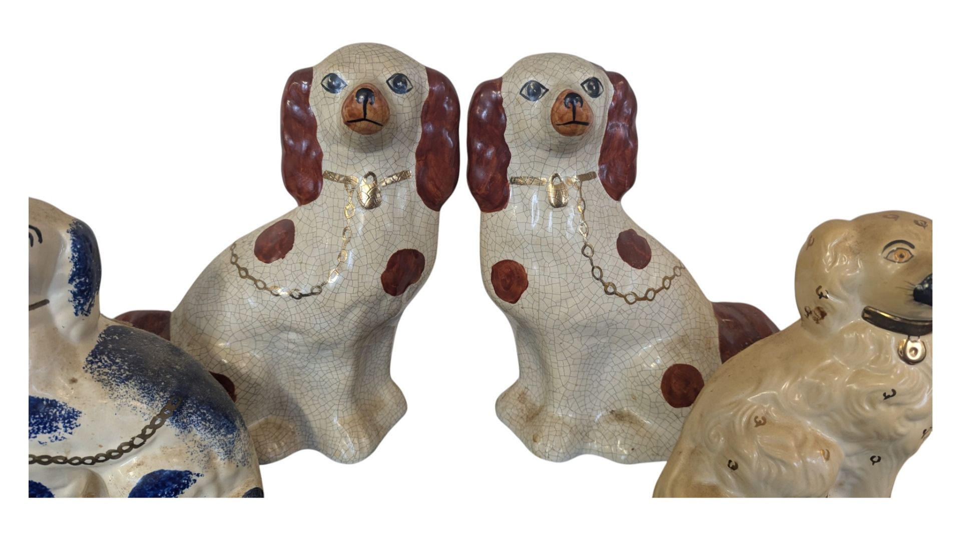 COLLECTION OF SIX 20TH CENTURY VINTAGE CERAMIC STAFFORDSHIRE DOGS - Image 4 of 6