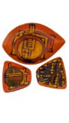 POOLE POTTERY - THREE LATE 20TH CENTURY DELPHIS CERAMIC PIECES