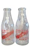 TWO 20TH CENTURY VINTAGE J ROWLES DAIRY GLASS MILK BOTTLES