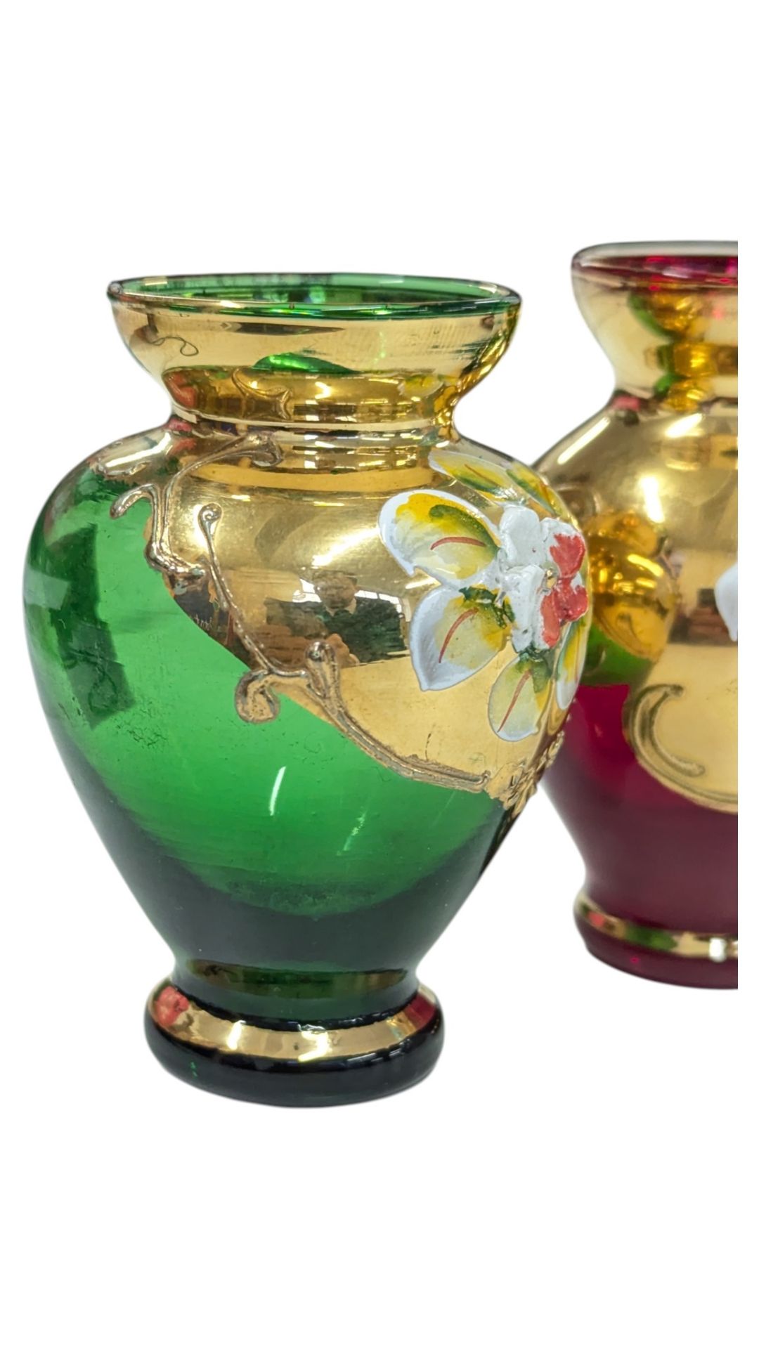 PAIR OF 20TH CENTURY TRE FUOCHI VENETIAN GLASS BUD VASES - ONE SIGNED - Image 2 of 4