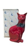 POOLE POTTERY - LATE 20TH CENTURY CERAMIC RED DELPHIS CAT FIGURE