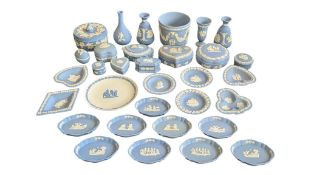 COLLECTION OF 20TH CENTURY VINTAGE WEDGWOOD BLUE JASPERWARE