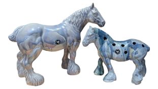 JOHN BOURDEAUX POTTERY - TWO CONTEMPORARY HORSE CERAMIC SCULPTURES