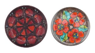 TWO MID CENTURY RUSHCA KERAMIK WEST GERMAN POTTERY CHARGER WALL PLATES