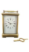 EARLY 20TH CENTURY GOLDSMITHS BRASS CARRIAGE CLOCK
