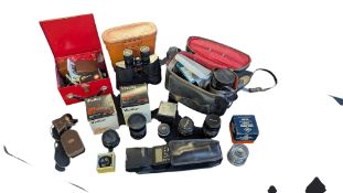 COLLECTION OF VINTAGE CAMERA LENSES & ACCESSORIES