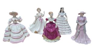 COALPORT - FIVE LATE 20TH CENTURY LADIES OF FASHION BONE CHINA FIGURES