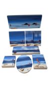 JOHN BOURDEAUX - EIGHT CONTEMPORARY SEASIDE ACRYLIC PAINTINGS ON CANVAS