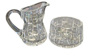 WATERFORD CRYSTAL - 20TH CENTURY VINTAGE TRALEE PATTERNED GLASS CREAMER & SUGAR BOWL