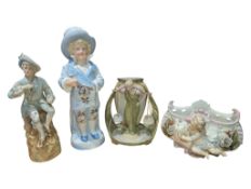FOUR 20TH CENTURY CONTINENTAL PORCELAIN ORNAMENTAL FIGURES