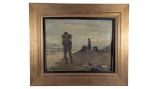 EARLY 20TH CENTURY REALIST PAINTING - FISHERMAN WITH CATCH