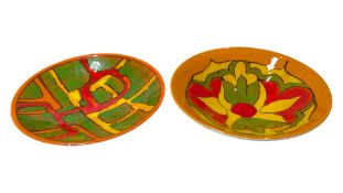 POOLE POTTERY - TWO LATE 20TH CENTURY STUDIO DELPHIS BOWLS