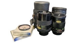 TWO LATE 20TH CENTURY VINTAGE CAMERA LENSES - CHINON & VIVITAR