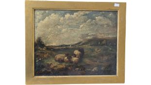 EARLY 20TH CENTURY OIL PAINTING - SHEEP GRAZING