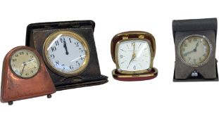 FOUR VINTAGE 20TH CENTURY TRAVEL BEDSIDE TABLE CLOCKS