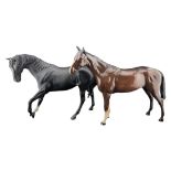 BESWICK & ROYAL DOULTON - TWO LATE 20TH CENTURY VINTAGE PORCELAIN HORSE FIGURES