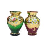 PAIR OF 20TH CENTURY TRE FUOCHI VENETIAN GLASS BUD VASES - ONE SIGNED