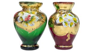 PAIR OF 20TH CENTURY TRE FUOCHI VENETIAN GLASS BUD VASES - ONE SIGNED