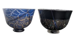 TWO 20TH CENTURY JAPANESE STUDIO GLASS BOWLS