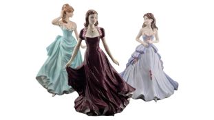 COALPORT - THREE LATE 20TH CENTURY FINE BONE CHINA FIGURES OF LADIES