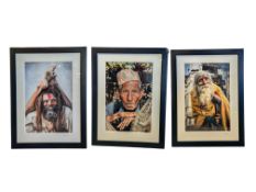 JOHNNY FENN - THREE 21ST CENTURY CONTEMPORARY FRAMED NEPALESE PHOTOGRAPHS