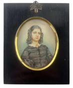 19TH CENTURY WATERCOLOUR ON IVORY MINIATURE PORTRAIT BY J. CONNELL