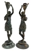 PAIR OF EGYPTIAN REVIVAL SPELTER FIGURAL CANDELABRAS/CANDLESTICKS