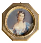 AFTER ROSALBA CARRIERA - PORTRAIT OF BARBARA CAMPANINI - WATERCOLOUR ON IVORY