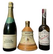 THREE ASSORTED WHISKY, GIN & WINE BOTTLES, WOLFSCHMIDT, LECHERE & BELL'S
