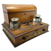 19TH CENTURY VICTORIAN MAHOGANY STENCILLED DESK TIDY