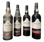W. & J. GRAHAM'S LATE BOTTLED VINTAGE PORT - FOUR 1995, 1997, 2001 & 2005 BOTTLES