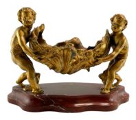 NEOCLASSICAL STYLE LATE 19TH CENTURY GILT METAL & MARBLE CENTREPIECE TAZZA