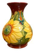 MOORCROFT - INCA SUNFLOWER - CIRCA 1996 HAND PAINTED CERAMIC VASE