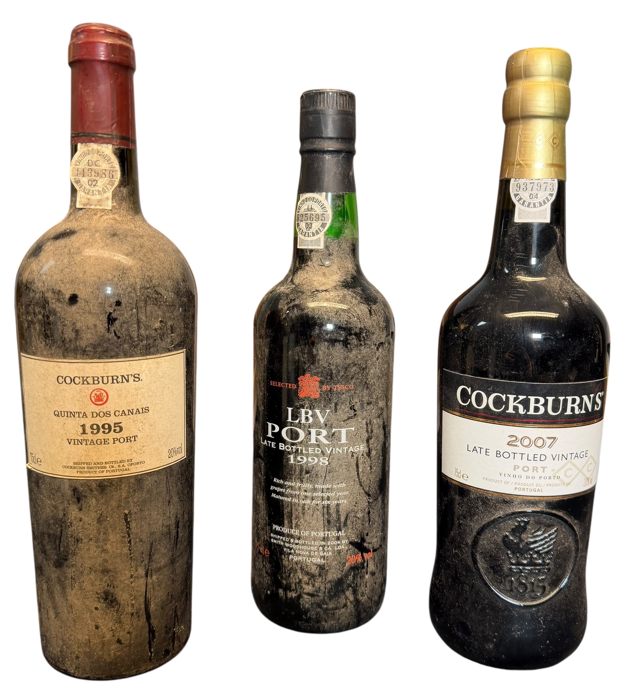 COCKBURN'S 1995 & 2007 VINTAGE PORT BOTTLES T/W 1998 LBV PORT BOTTLE
